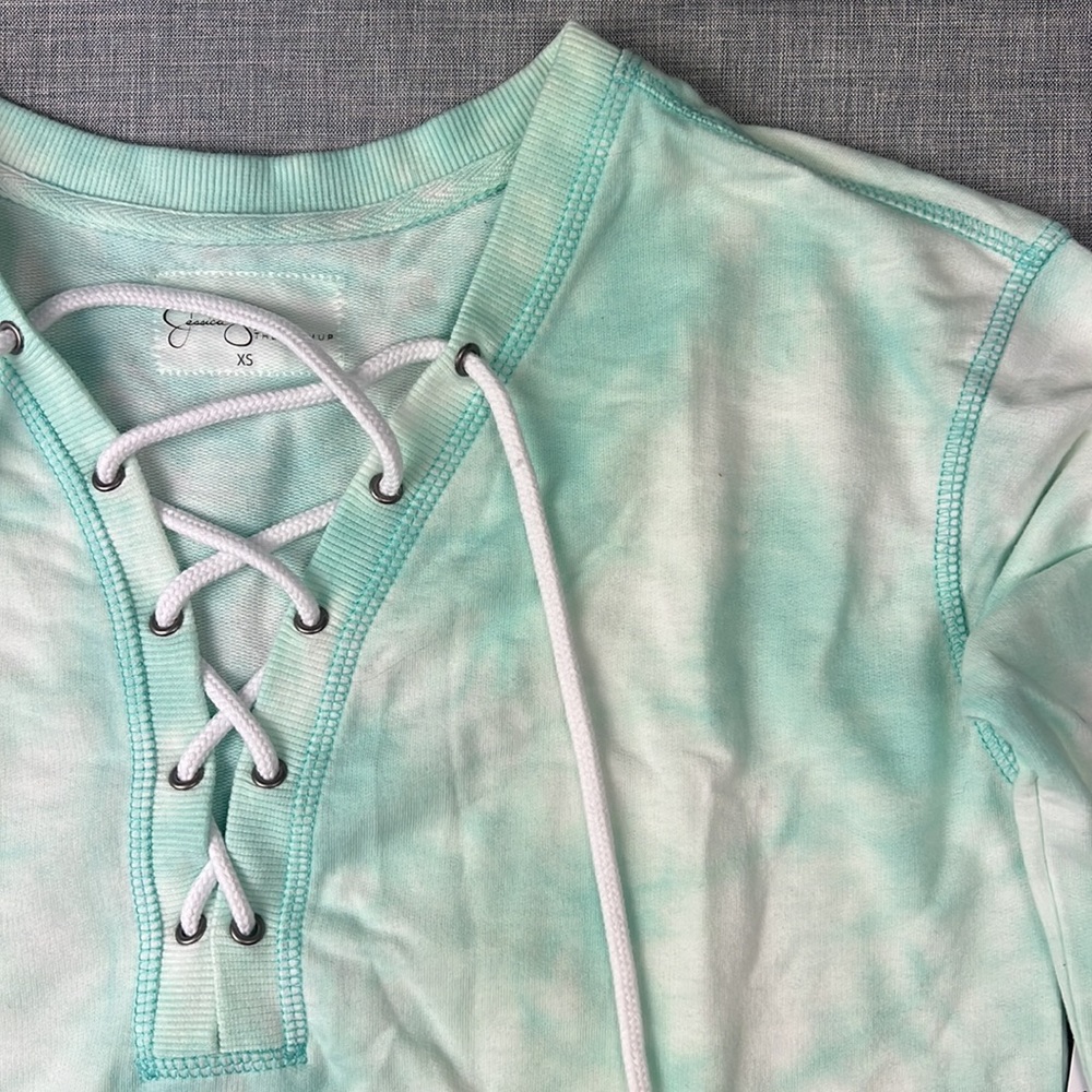 LaceUp Mint Green Tie Dye Sweatshirt XS Small & Large by Jessica Simpson - Picture 3 of 5